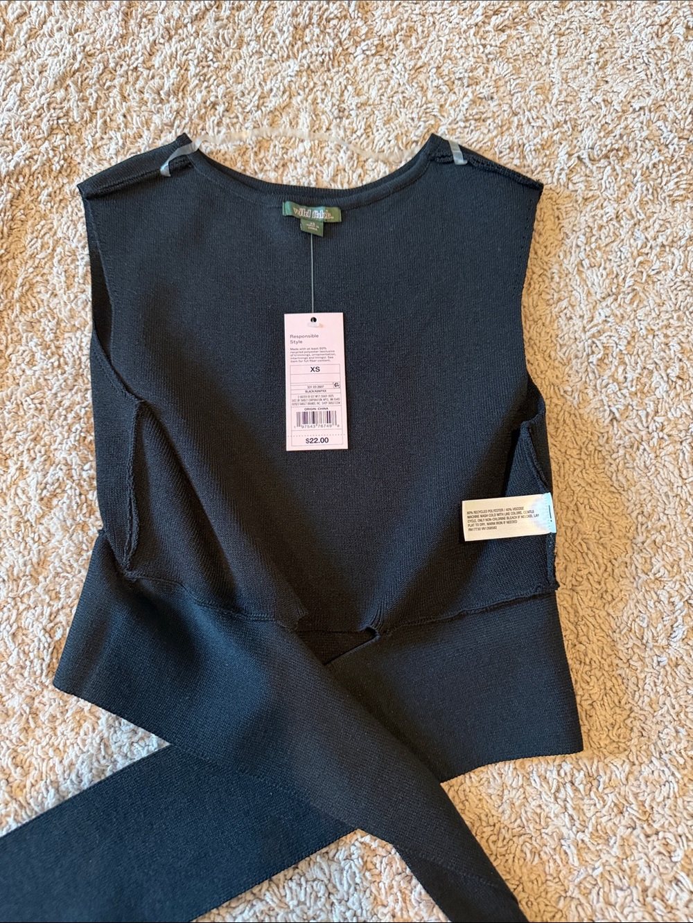 wild fable Black Sleeveless Wrap-Detail Tank